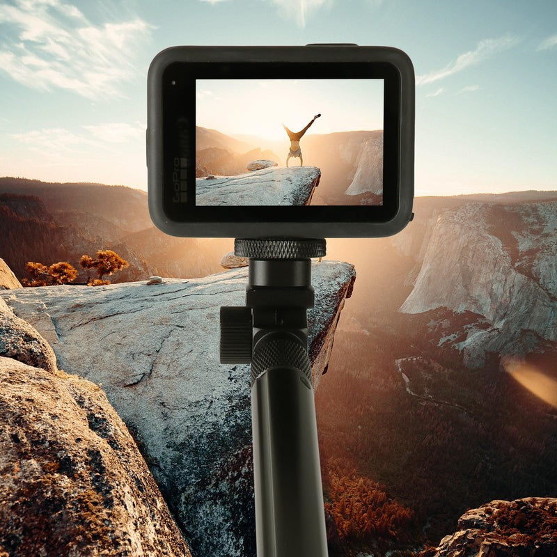 HSU Vertical Mount Adapter, Aluminum 1/4”-20 Screw Hole 180° Rotation Camera Tripod Mount for Insta360 X5/X4/X3/X2/X/RS/R/GoPro/DJI Osmo Action 5/4/3 Camera and Other Action Cameras