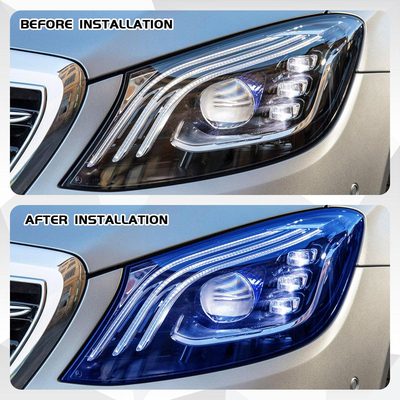 Car Taillight Headlight Fog Light Light Self-Adhesive Tint Film, 12×48 Inches Vinyl Protector Color Shiny Sticker Film, Auto Modification Cover for Cars, Trucks, SUVs(Blue) Blue