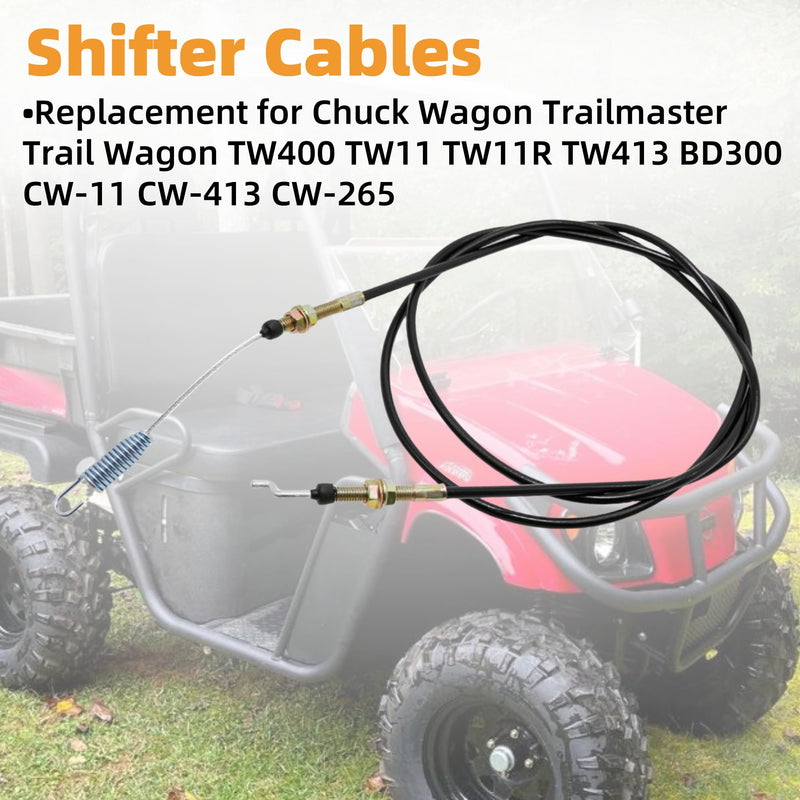 2 Pcs Shifter Cables 2-11082 Replacement for Chuck Wagon Trailmaster Trail Wagon TW400 TW11 TW11R TW413 BD300 CW-11 CW-413 CW-265 Land Master LM650 LM400 Shift Cable UTV Go-Karts Parts