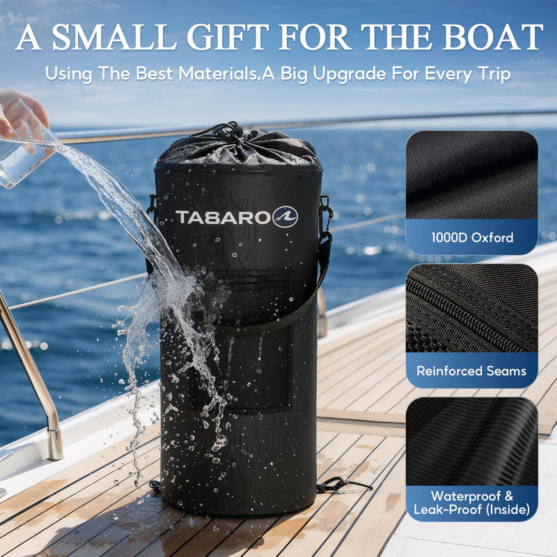 Boat Accessories, Boat Trash Can Fits 10-13 Gallon Bags, Reusable Marine Trash Bag, Odor & Leak Resistant, Easy Mount for Fishing, RV, Kayak & Pontoon Boats, Cool Boating Gifts for Men & Father’s Day Black