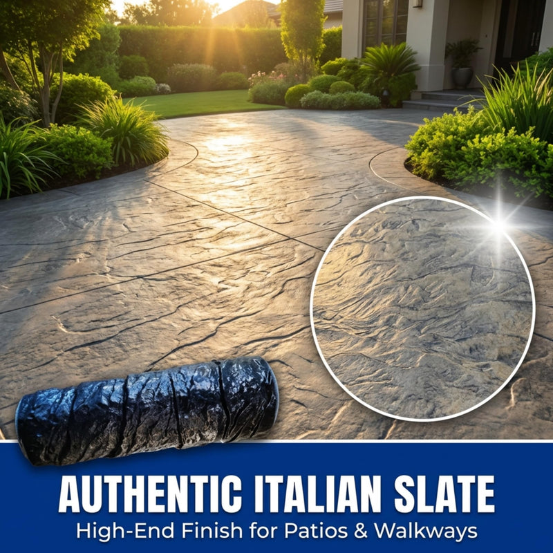Best Italian Slate Stamp Roller, Concrete Stamping Texture Roller & Masonry Form. This 9",1/8" x 2,3/4", Slate Concrete Roller, Offers Beautiful Designs for Driveways, Patios, Walls, Walkways, & More