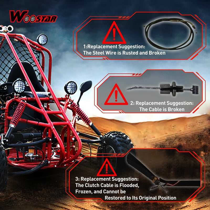 WOOSTAR 50.59" Clutch Cable with Adjuster Replacement for 200cc 250cc Dirt Pit Bike ATV 4 Wheeler Quad Dune Buggy Go Kart 1285mm/50.59"