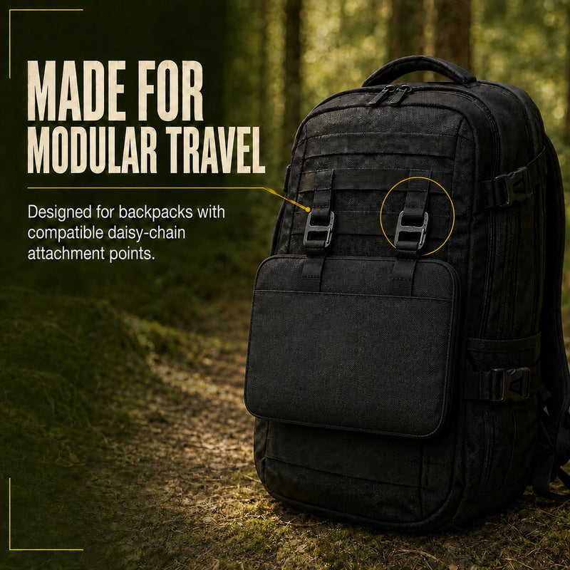 TUDIA Mobile Organizer Bag Compatible with Tumi Alpha Bravo Backpacks - Modular Tech Pouch with G-Hooks Water-Resistant Cord Carrying Case for Earphone, Charger & Cables (Black) Black