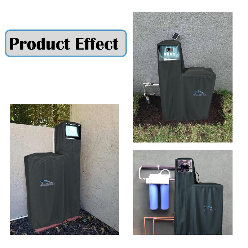 Santiano Water Softener Cover - All-Season Use,900D waterproof Oxford，Shield Your Outdoor Water Softener!Transparent Window Design,Dustproof, Waterproof, Sun Protection,(64x40x16 Inches, Black) .