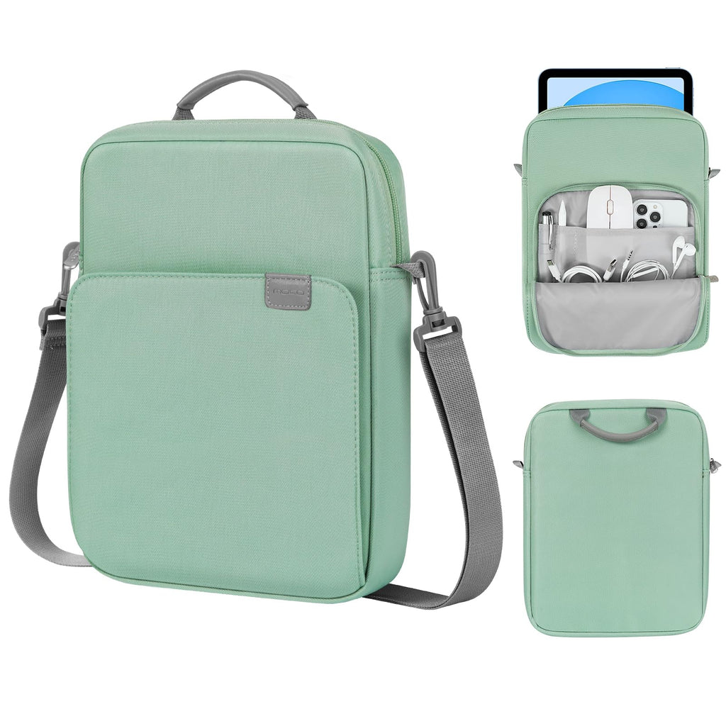 MoKo 9-11 Inch Tablet Sleeve Bag Handle Carrying Case with Shoulder Strap Fits iPad Pro 11 inch,iPad 10th 10.9,iPad 9/8/7th Generation 10.2,iPad Air 5/4th 10.9,iPad 9.7,Tab S8/S9 11", Cyan Dark Green