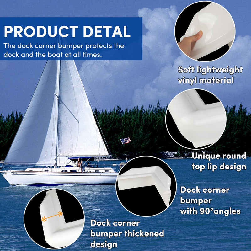 Dock Corner Bumper,Dock Bumpers Straight,Vinyl Boat Dock Corner Bumpers,Boat Straight Bumper,Boat Dock Bumpers,Soft Dock Bumper Guards Dock Bumpers Dock Corner Side Edge for Boat Docks(1,2Pack) Corner Bumper White-1Pack