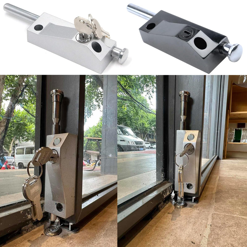 MY MIRONEY Black Sliding Door Lock for Window Glass Patio Doors Auxiliary Security Lock(Uses Yale Lock Keyway)