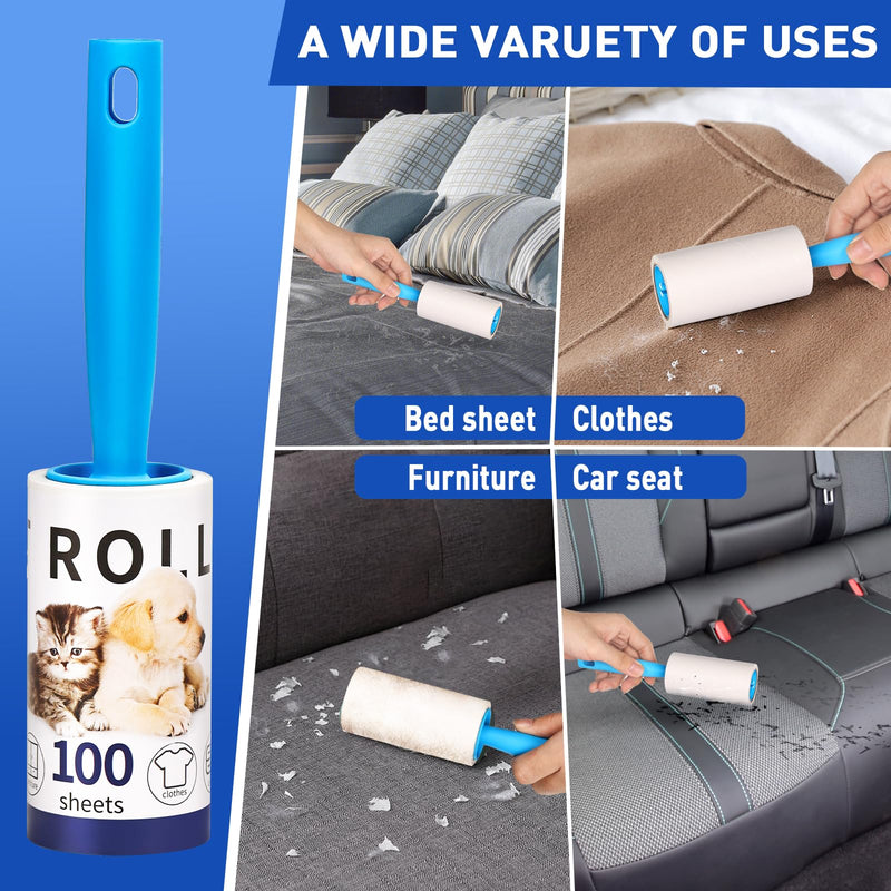 Lint Rollers for Pet Hair Remover, 600 Sheets Mega Value Set, 3 Handle with 6 Extra Sticky Lint Rollers for Pet Hair Removal, Dog and Cat Lint Remover for Clothes, Furniture, Carpet