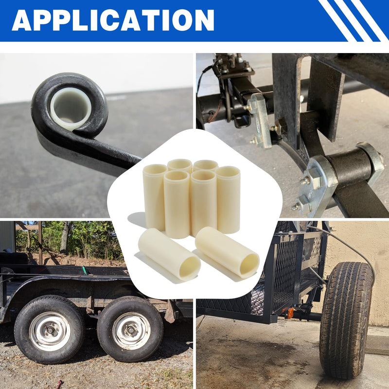 8Pcs Nylon Trailer Leaf Spring Bushings 9/16" I.D. x 1-3/4" Length Replacement 722106 Bushing Kit Universal Fit for Trailer Double Eye Leaf Springs Equalizers