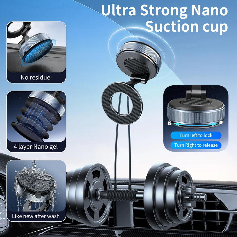 Car Phone Holder for Magsafe [Strongest Suction & Foldable] 360° Adjustable Vacuum Magnetic Phone Holder, Cell Phone Holders for Your Car Compatible with iPhone 17 Pro Max 16 15 14 13 12