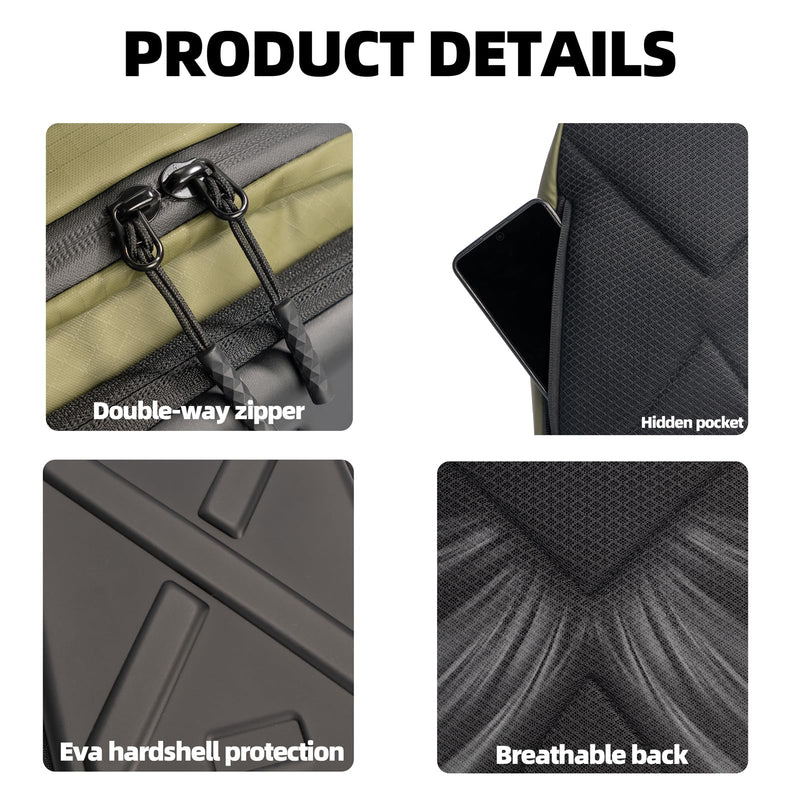 Camera Hardshell Case Crossbody Camera Sling Bag Small Waterproof Photography Bag for Mirrorless and DSLR Cameras Green