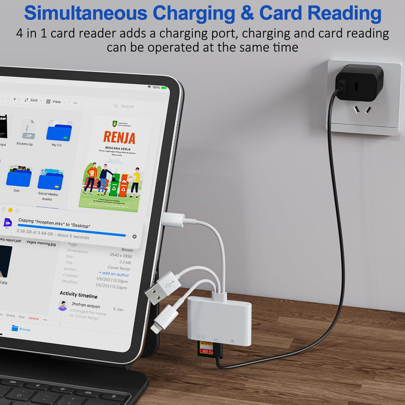 4 in 1 SD Card Reader for iPhone,USB-C/Lightning/USB-A,OTG Adapter,Fast Photo Transfer from Digital Camera SD/TF Card to Phone,SD/Micro SD Card Adapter for iPhone,iPad,Android,USB Flash Drive