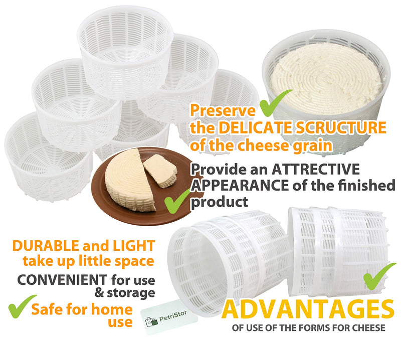 6 pcs Soft Cheese Mold for Cheese Making 1.25QT - Small Cheese Mold - Homemade Cheese Making Supplies - Cream Cheese Form Mold - Molde Para Queso Fresco Casero - Feta Ricotta Cheese Making Basket