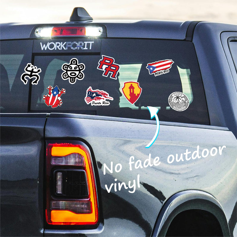 Puerto Rico Stickers (14 Pack) – Waterproof, Durable Vinyl Featuring Puerto Rican Flag, Coquí, Taino Symbols & Cultural Icons – Perfect for Laptops, Cars, Water Bottles, Truck