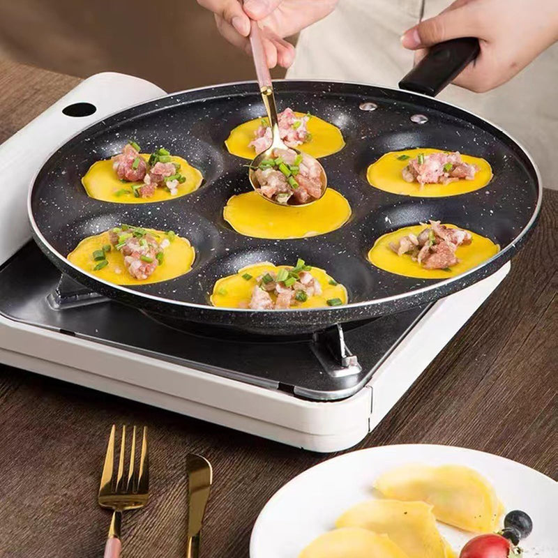 7 Cup Egg Frying Pan,Mini Pancake Maker,Aluminum Non Stick Fried Eggs Cooking Pan Burger Mold Kitchen Cookware Household Tool for Home Breakfast 11.8in(7-cup eggpan)