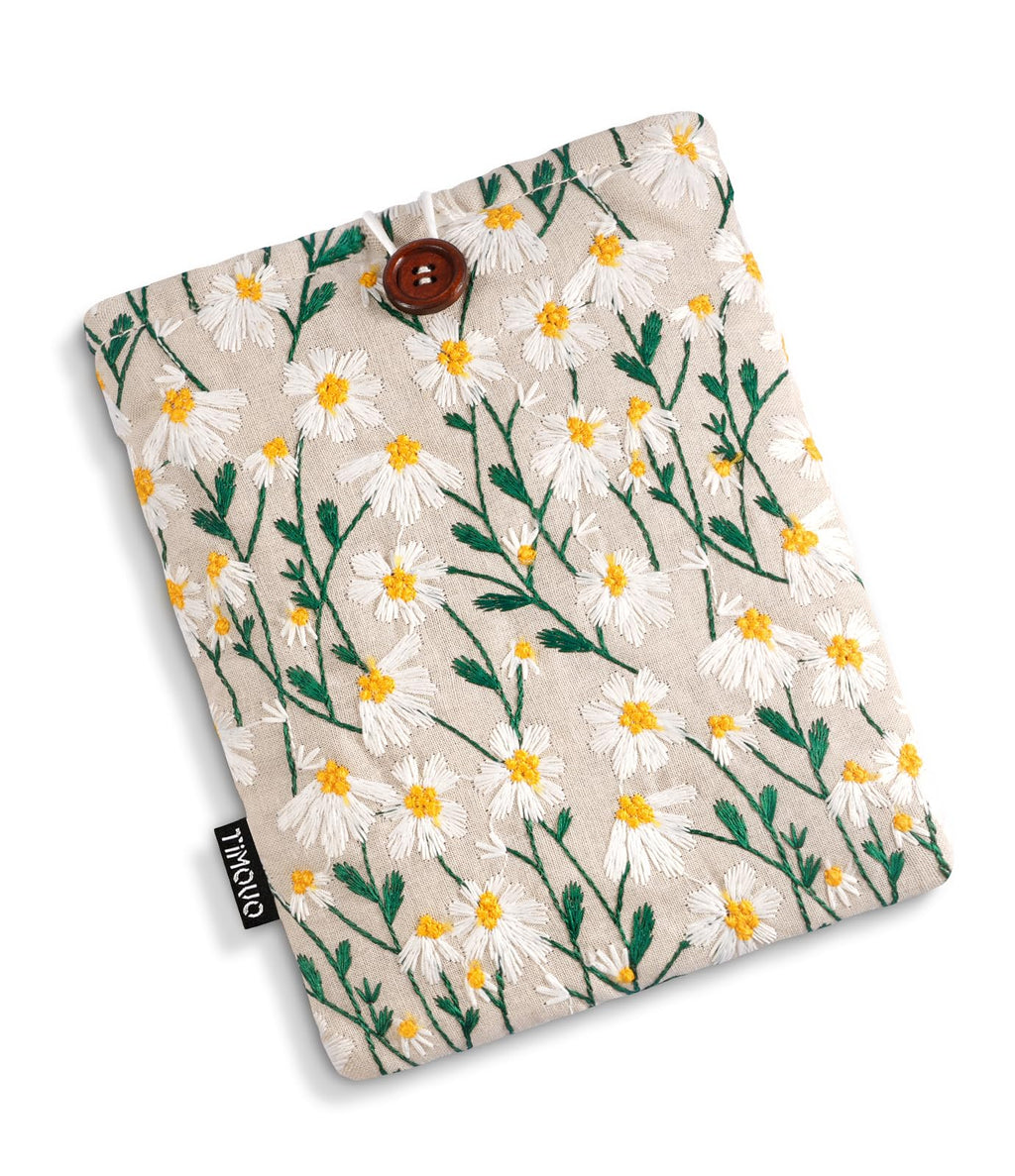 TiMOVO Sleeve Pouch for 6-7 Inch Kindle, Embroidered Daisy Padded Case Pouch Bag for 6.8" Kindle Paperwhite 11th/10th Gen 2021/2018, Kindle 2022, Kindle Oasis, Kindle 6 inch E-Reader, White Daisy