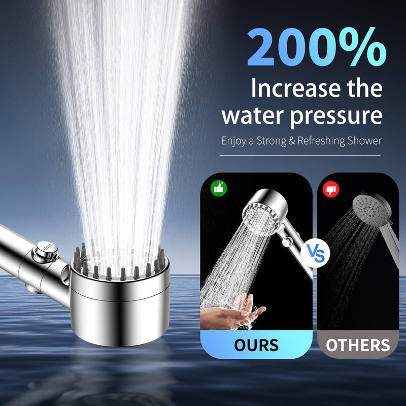 Vatex Filtered Shower Head with Handheld, High Pressure 4 Spray Showerhead with ON/OFF Switch, Shower Heads with 3 Filters for Hard Water Remove Chlorine, Reduce Dry Itchy Skin Chrome