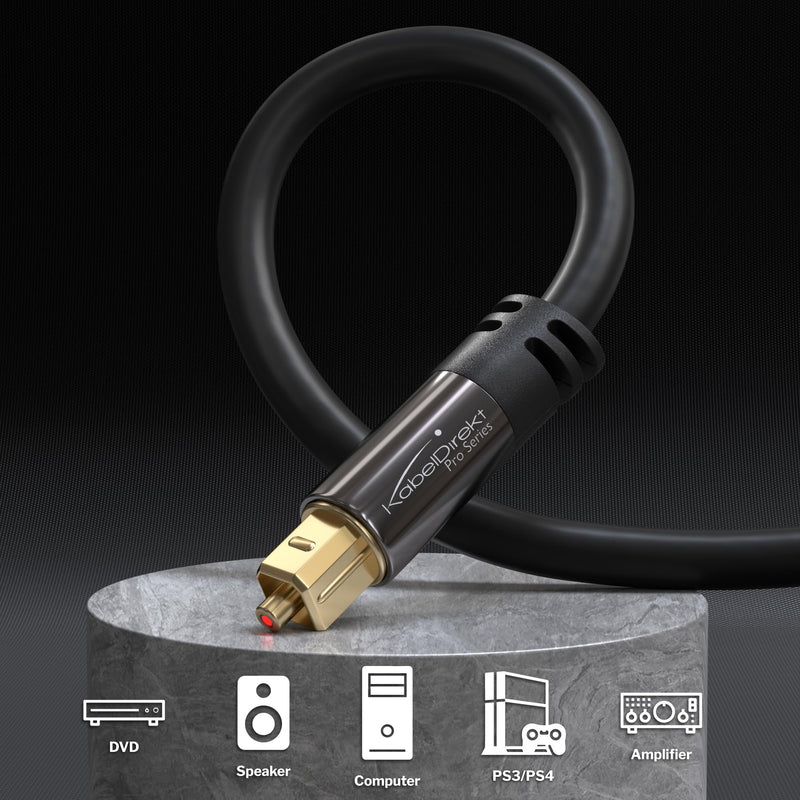 TOSLINK – Optical Audio Cable – 49ft – Designed in Germany – Fiber Optic Cable for Soundbar, SPDIF Digital Optical Audio Cord – for Sound Bars, Stereo Systems, amps, Xbox One or PS4 – by CableDirect 49 ft