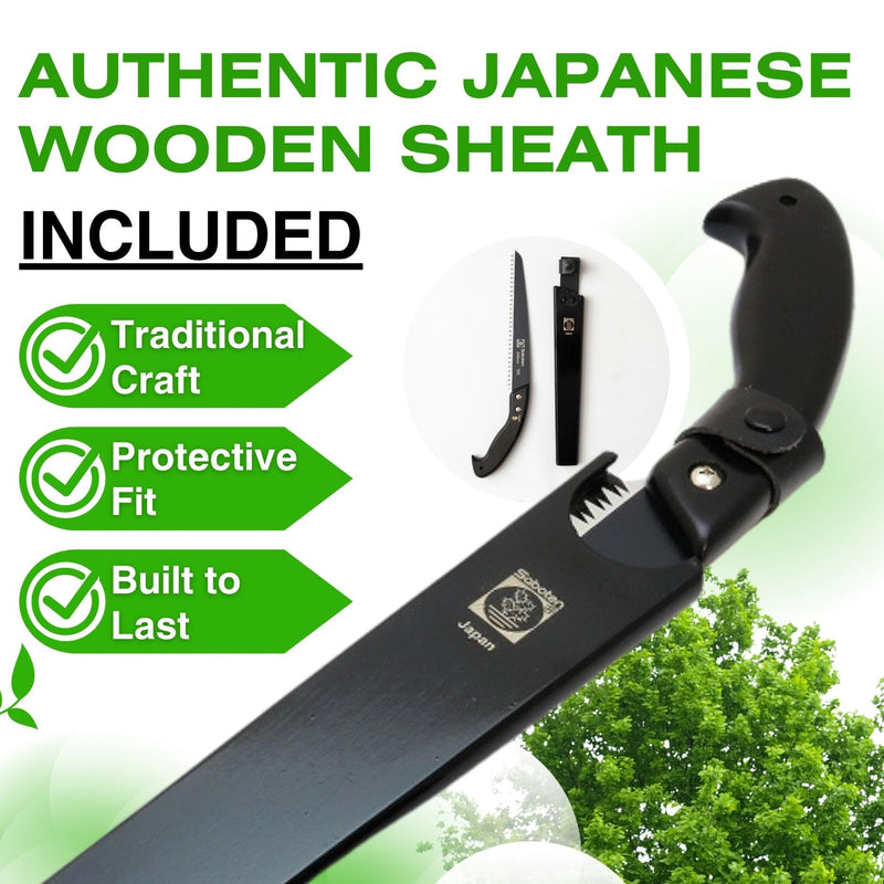 Saboten Japan 9.4" Japanese Pruning Saw – Fluorine-Coated High-Carbon Steel Blade, Traditional Wooden Handle, Precision Pull Cut Tool for Branches – forest Originals, Made in Japan