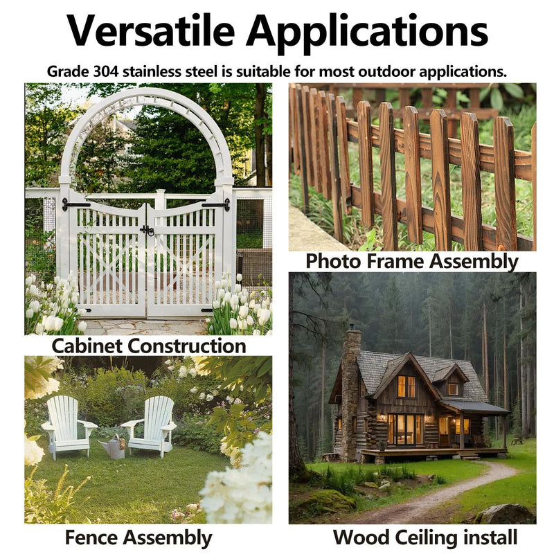 1600-Count 304 Stainless Steel 18 Gauge 1/4 Inch Narrow Crown Staples (5/8"+1"+1-1/4"+1-1/2"), 400 per Size, Heavy Duty Beveled Chiseled Pointed, Assorted Size Project Pack 5/8"+1"+1-1/4"+1-1/2"