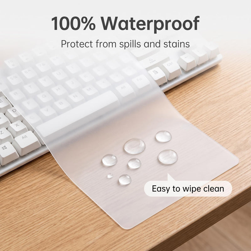Clear Keyboard Protector, Silicone Waterproof, 17.52x5.51 | Clear silicone keyboard protector shields desktop keyboards from spills and dust while maintaining typing comfort