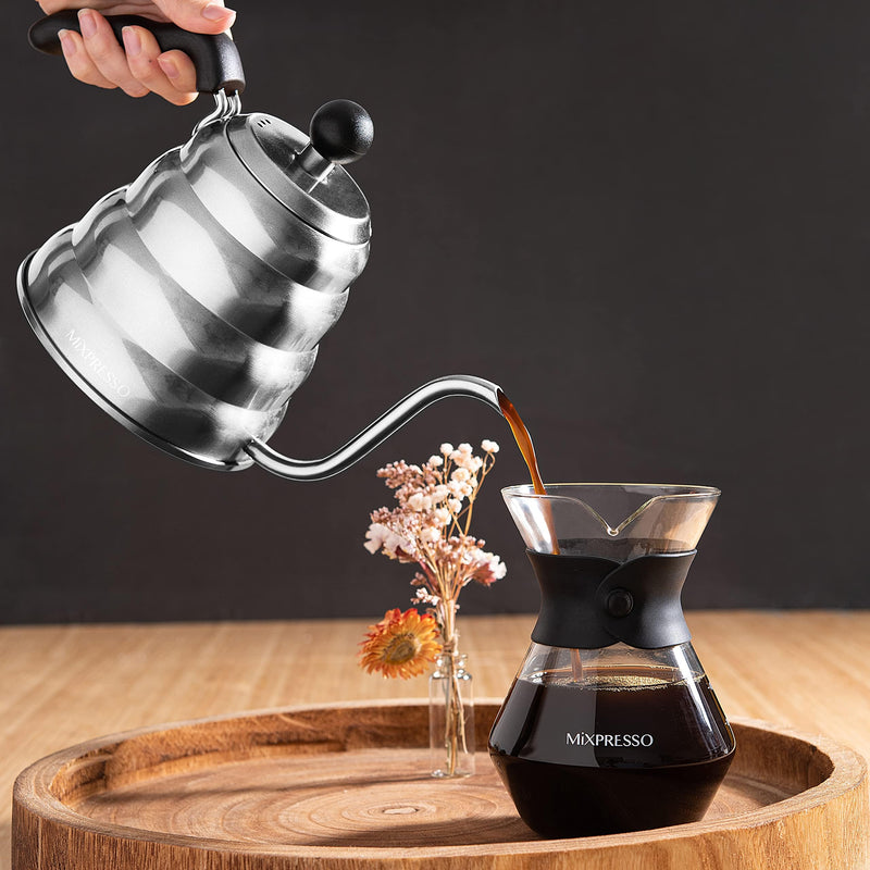 Mixpresso Gooseneck Pour Over Coffee Kettle, Barista Pour Control Design, Ideal for Coffee and Tea, High-Grade Stainless Steel 1.2 Liter 40 Oz, Induction Cooker Stovetop Kettle Stainless Steel