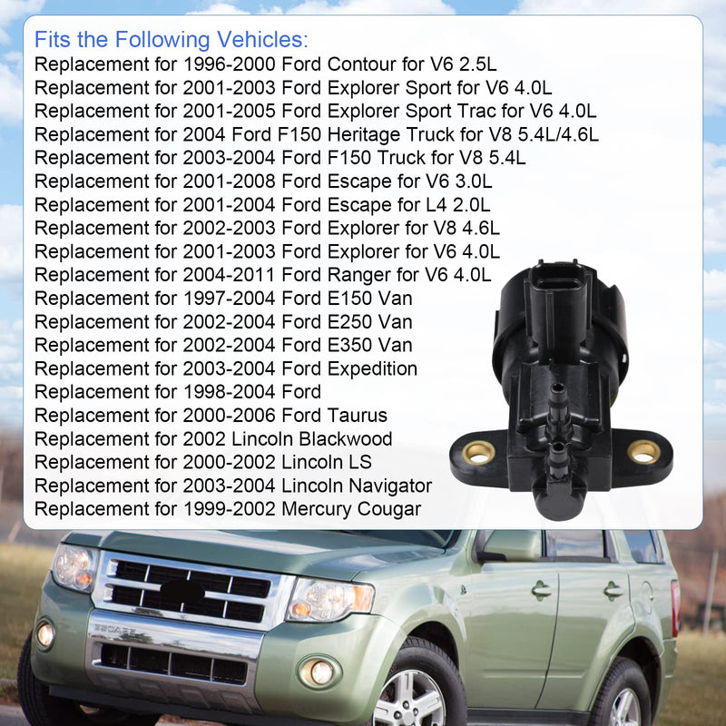 EGR vacuum solenoid valve vs63 replacement for 1997-2008 Ford Contour F150 E150 E250 E350 Escape Expedition Explorer Taurus Lincoln Blackwood Navigator Mercury Cougar F57Z9J459C F63Z9J459AA