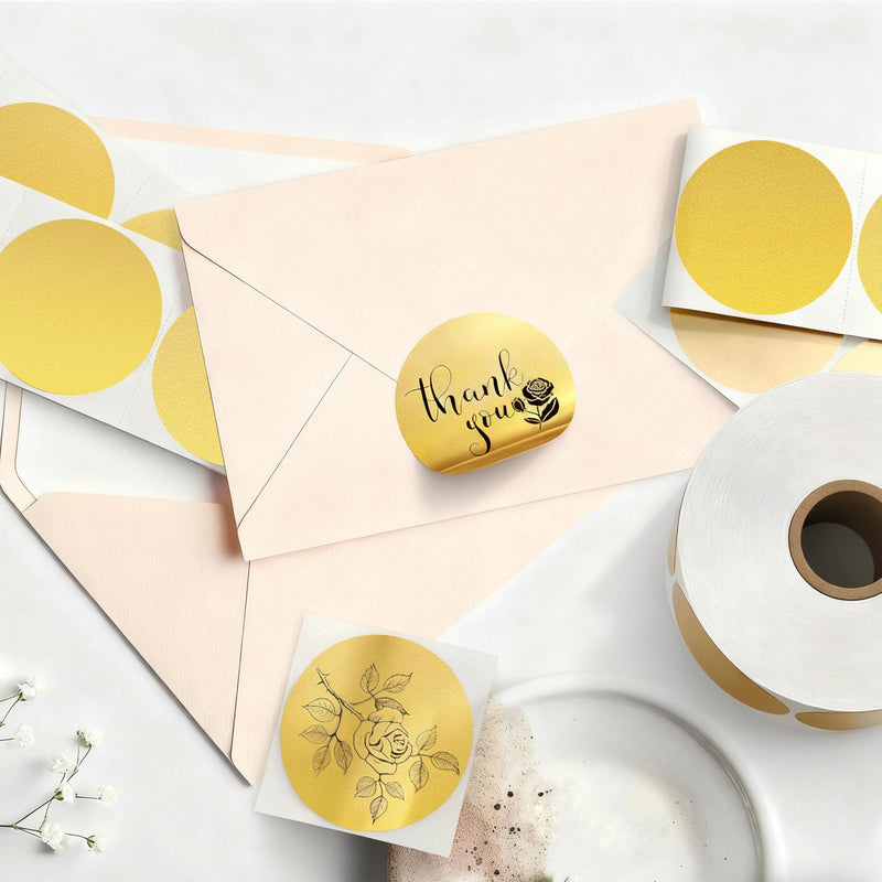 2 inch Dot Stickers Labels Circle Garage Sale Sticker 750Pcs Round Thermal Printer Stickers Printable Writable Price Labels for Yard Sale, Gold