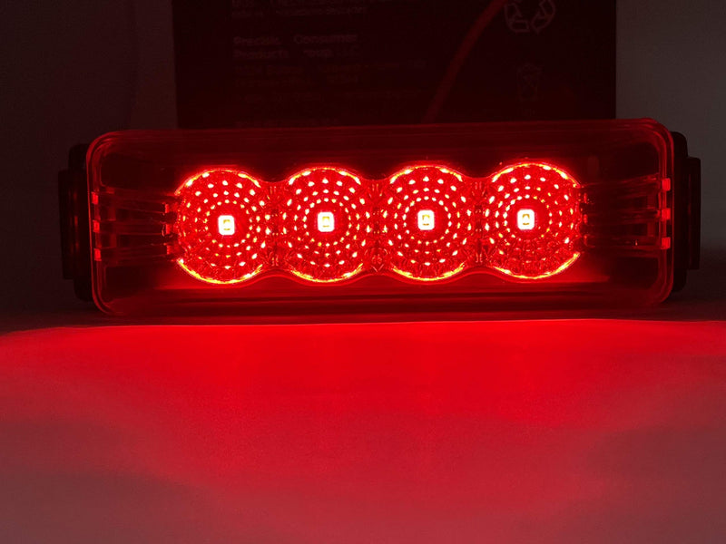  [AUSTRALIA] - [4"x1" Red Thin line Trailer Led Side Marker and Clearance Lights 4 LED with Reflectors Submersible Sealed 12V Surface Mount for Truck Trailer Boats, Rectangular (10x Red) 10x Red