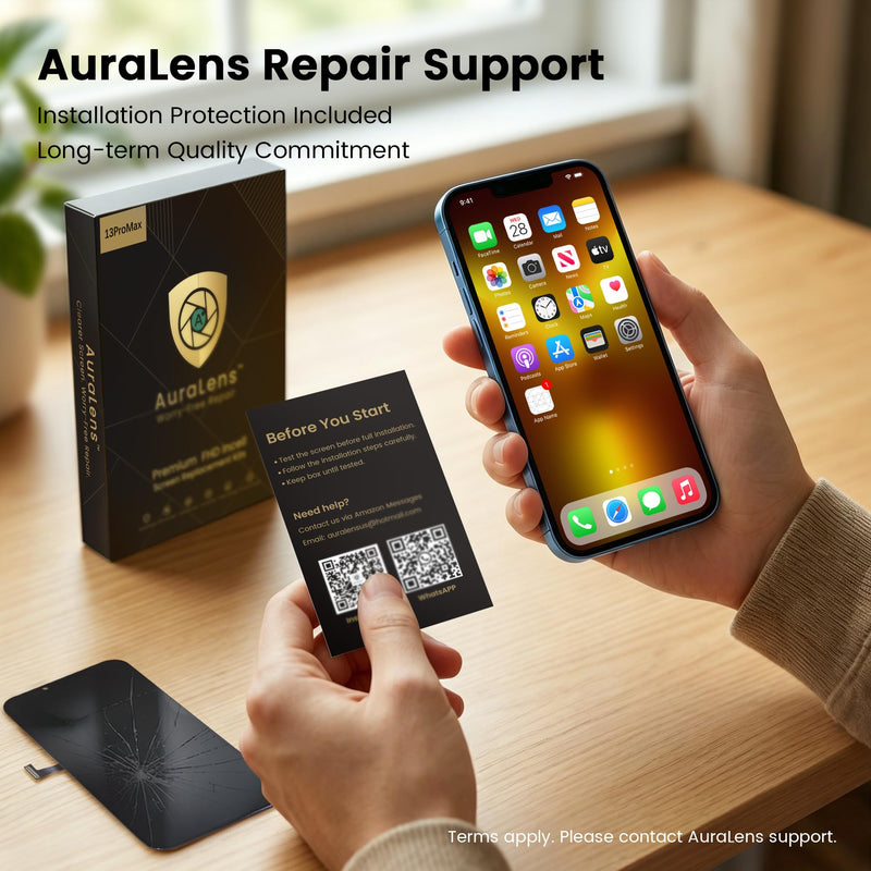 AuraLens for iPhone 13 Pro Max Screen Replacement Kit LCD Display Assembly | A2484 A2641 A2643 A2644 A2645, FHD INCELL Display Digitizer 6.7 Inch, COF, 120Hz, Repair Tools, Adhesive, Screw Pad, Black For iPhone 13 Pro Max (6.7")