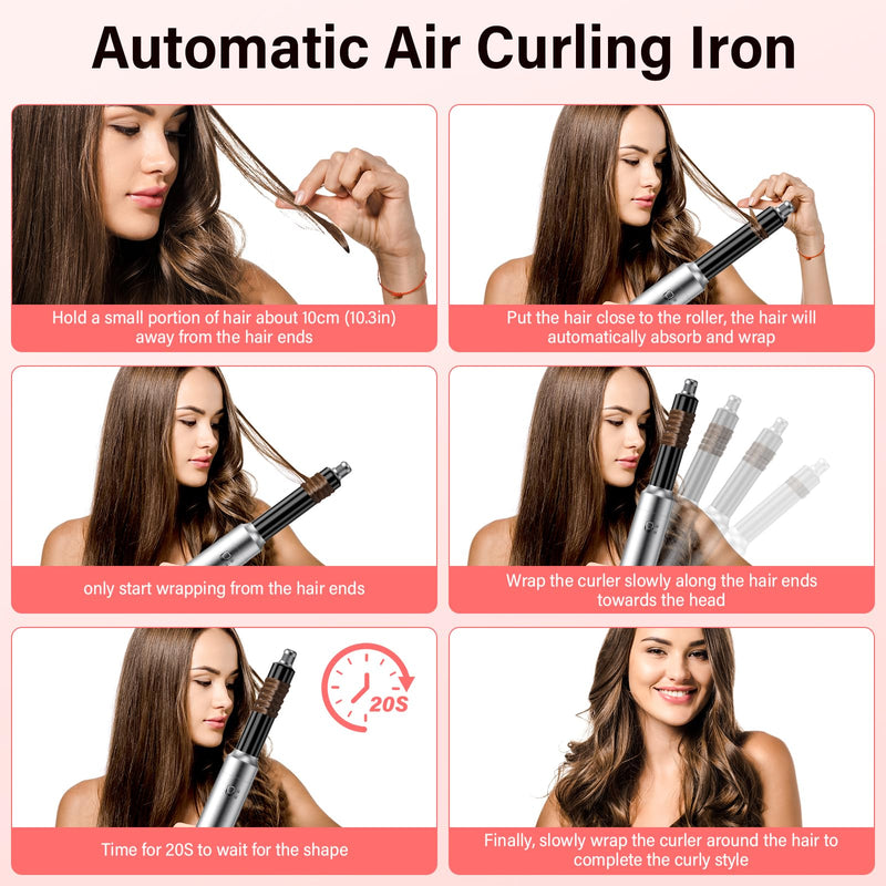 KYN Blow Dry Hair Styler 6 in 1, Hot Air Styler with Auto-Wrap Curlers, Volumizing/Thermal/Smooth Brushes & Hair Dryer Gifts for Women Multi Hair Styling