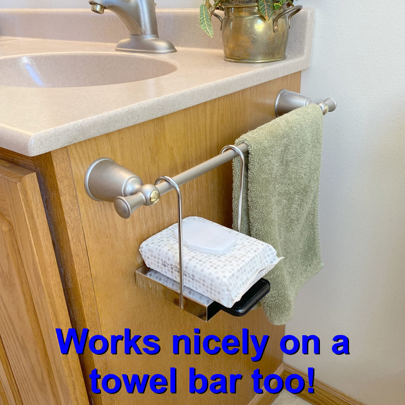 TP Ledge – Multi-Purpose Double Shelf Hangs Below Existing Toilet Paper Holder