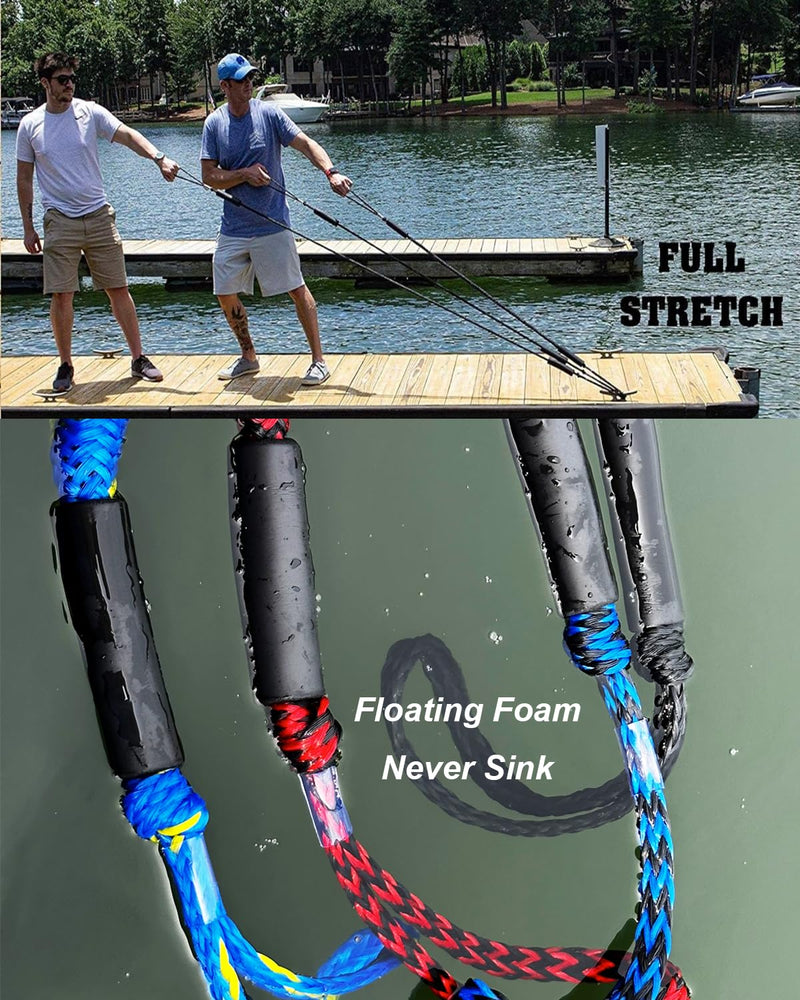 Geelu 2.5FT Bungee Dock Line 2PCS Boat Fender Ropes Use with Fenders, Buoys Or for Docking Pontoons Boat Accessories for Boats,Jet Ski, Seadoo, Yamaha (Blue+Yellow, 2.5Feet) Blue+Yellow
