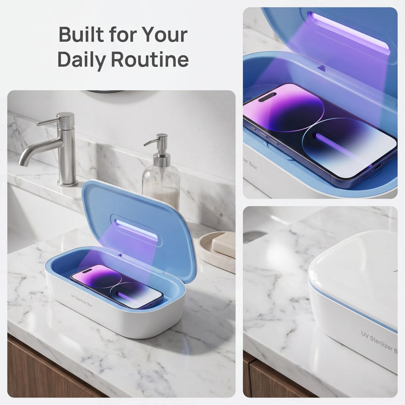 L11 UV Phone Sanitizer Box with LCD Display, Portable UVC Cleaner | Fits phones, glasses, jewelry, keys, earbuds & toothbrushes, large capacity, one-touch operation, portable design