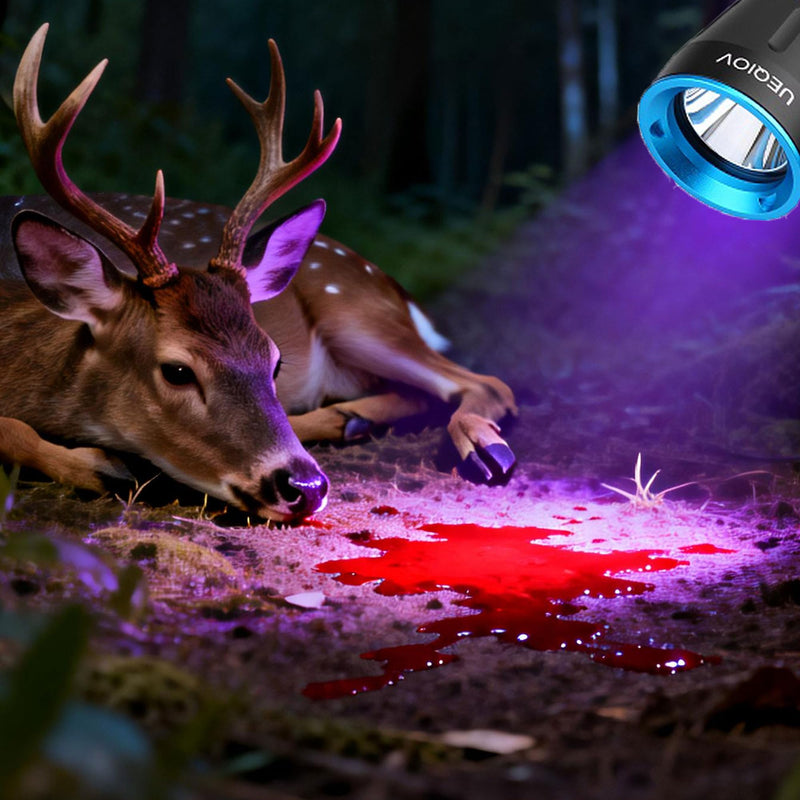 3V LED Bead, 395nm UV, Blood Tracking Light for Hunting Deer, Special Filter Highlights Blood Trail, Flashlight for Wounded Prey Detection，10W high Power,Waterproof IPX8