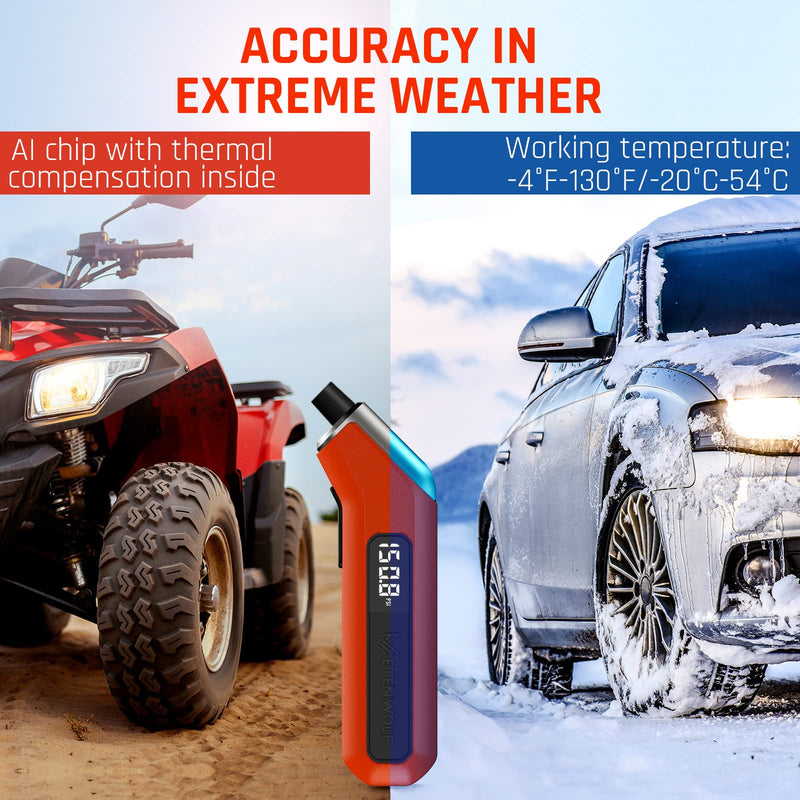ETENWOLF Digital Tire Pressure Gauge 2 Pack, Industrial Tire Gauge 3-200 PSI, Calibrated to ANSI B40.7 Grade 2A(Plus-Minus 0.5%), Air Pressure Gauge with Replaceable AAA Batteries (Vivid Orange) vivid orange