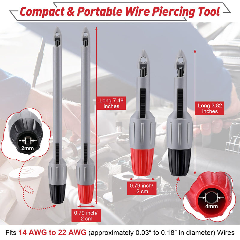 4 Pcs Wire Piercing Probe, Insulation Piercing Clip Set with 2mm 4mm Banana Plug for Multimeter Voltage Measurement Automobile Diagnosis Repair Electrical Testing Circuit Troubleshoot