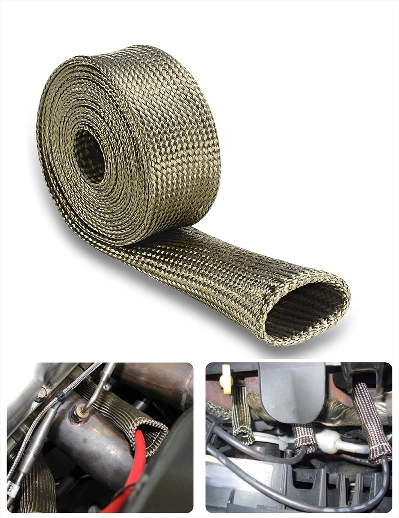 Wire Heat Shield Automotive Heat Shield Sleeve Fuel Line Heat Shield Titanium Auto Hose Spark Plug Wire Cover Protectors Boots Roll 2500 Degree for Car&Auto Wire Loom Brake Cable(1" I.D.X10FT) 1" I.D.X10FT