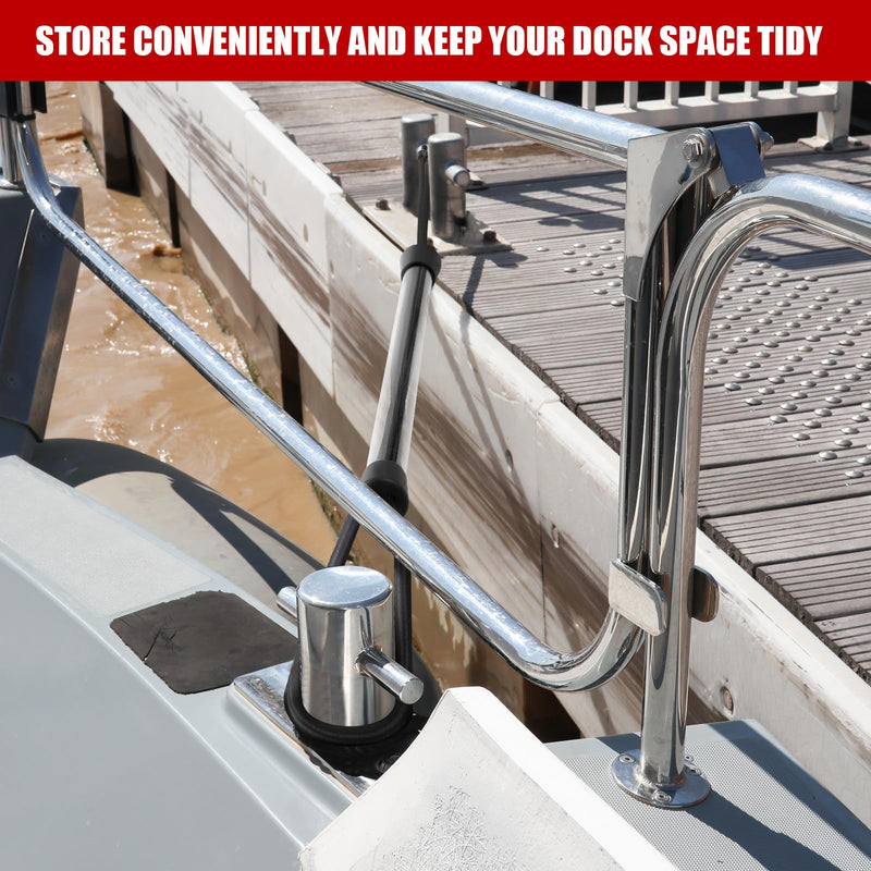 Tandefio 2 Pcs Dock Rods for Boat Docking Pole 16 Inch Docking Sticks for Boats Mooring Bungee Lines with Hook, Speedboat Accessories for Men Gifts Black