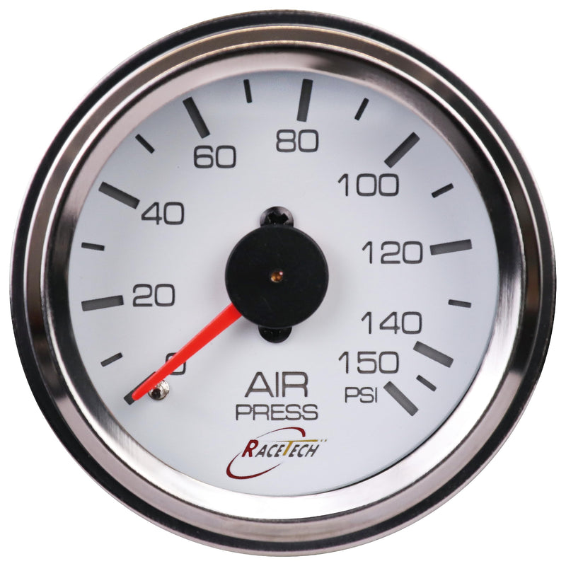 52mm 2-1/16" Mechanical Air Bag Suspension Pressure Gauge Air Suspension Gauge 0~150 PSI 1/8NPT White Dial Chrome Rim for Air Ride Suspension Systems