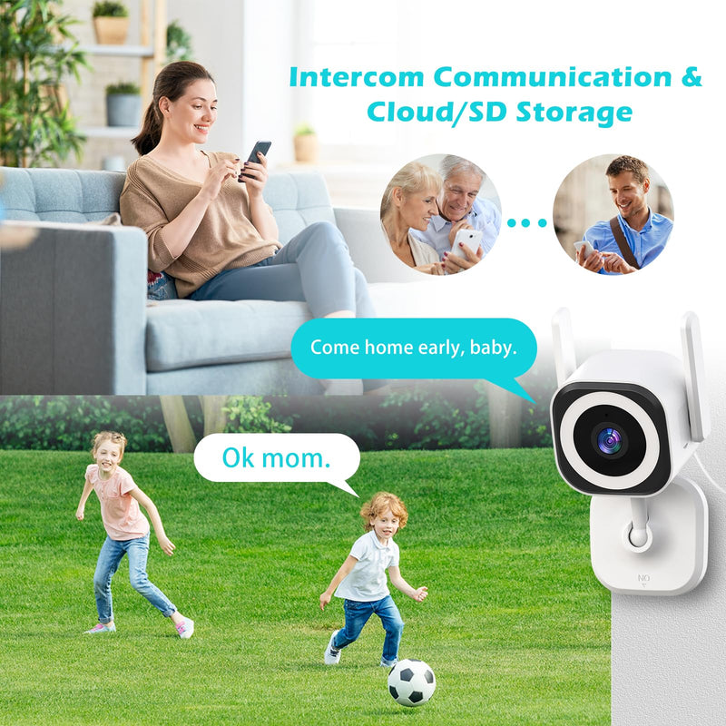 GUOANVSION 5G Outdoor/Indoor Security Camera,3MP Baby Monitor Cameras for Bedroom/Elder/Dog/Pet Camera,IP66 Waterproof,Night Vision, Motion Detection, Alarm Siren, Two-Way Talk, SD/Cloud -2Pack S600-2 Pack