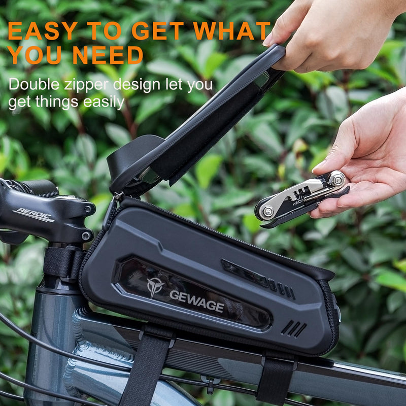 GEWAGE Bicycle Phone Mount Bag & Bicycle Tire Pump, Bike Multitool with Tyre Lever - Bike Tool Kits for Repair and Maintenance at Home or On The Road Ge-0541-41cp