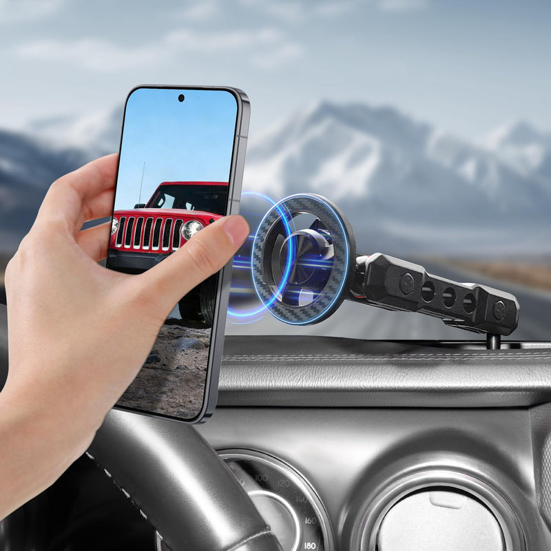 sukemichi Phone Mount for 2018-2023 Jeep Wrangler, Dashboard Phone Holder Dash Mount for Jeep Wrangler JL JLU 4XE Jeep Gladiator JT Accessories, Magsafe Phone Mount Fit 8.4" Screen