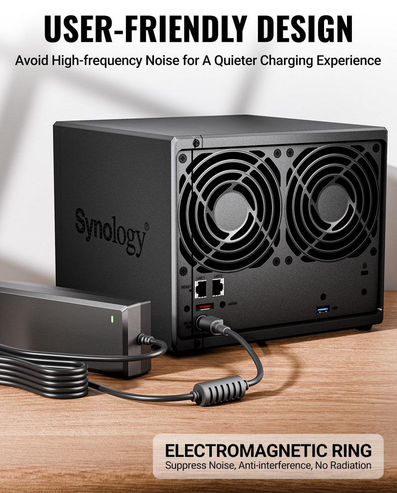 12V 10A Power Supply for Synology NAS DiskStation DS423+ DS925+ DS1525+ DS425+ DS725+ DS923+ DS1522+ DS723+ DS920+ DS1520+ DS916+ DS918+, 8Ft Power Adapter for 2-Bay 4-Bay 5-Bay DiskStation 8Ft Synology Power Adapter