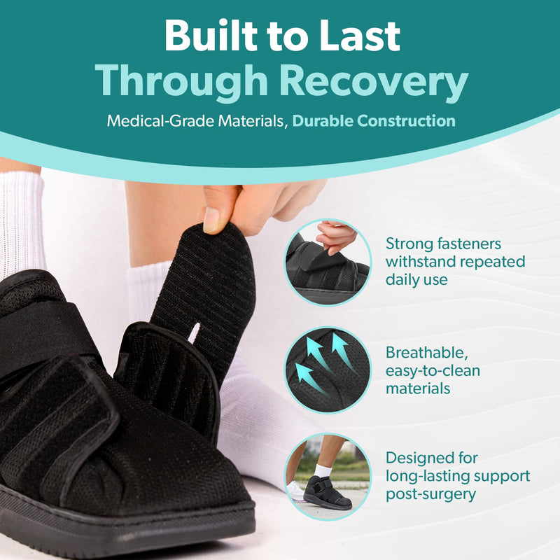 BraceAbility Closed Toe Medical Walking Shoe - Lightweight Broken Toe Cast Boot, Fractured Foot Brace for Metatarsal Stress Fracture, Post-op Bunion, Hammertoe Surgery Recovery - For Men or Women (M) Medium (Women's 7-9.5 / Men's 6-8.5)