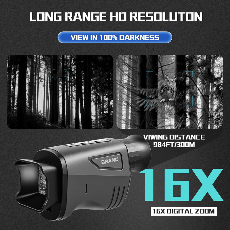 Night Vision Monocular, [2024 Upgrade] 1312FT Monocular Night Vision Goggles, HD Hunting Night Vision for Long Rang Infrared Goggles Night