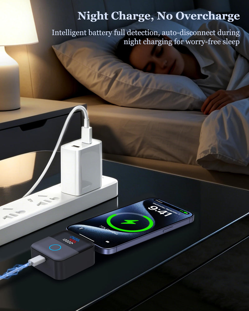 140W Smart Auto Stop Charging Adapter : Ai Auto Power Off Charger Protector | Physical Disconnect Battery Guard, USB-C Fast Charger with Physical Cut-Off for iPhone,Tablet,Earphones & All Type-C Devices Black