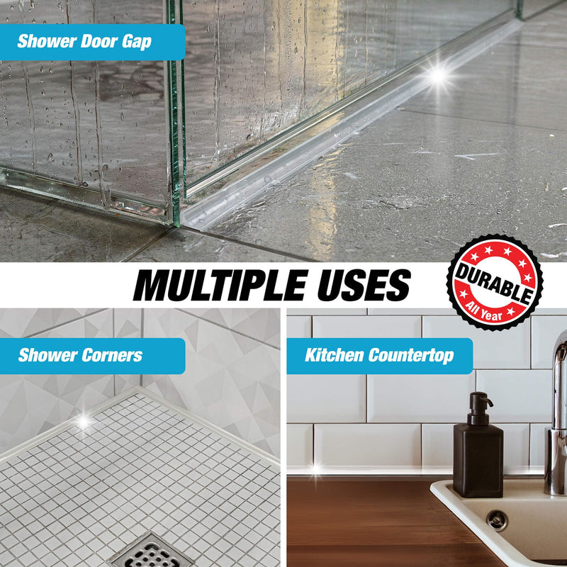 Shower Threshold Water Dam Barrier 39" - Transparent Collapsible Walk in Shower Water Guard - Door Bottom Seal Strip Leak Guard by Hippo Dam