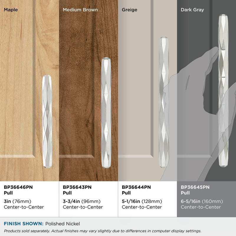 Amerock | Cabinet Pull | Polished Nickel | 6-5/16 inch (160 mm) Center-to-Center | St. Vincent | 1 Pack | Drawer Pull | Drawer Handle | Cabinet Hardware | 6-5/16 inch (160mm) Center-to-Center Mounting Distance and 8-3/4 inches Overall Length, Durable Z...