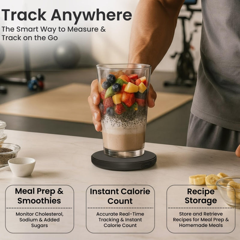 Food Scale, Portable, Rechargeable Travel Size. Smart Calories Calculator for Weight Loss, Nutrition, Diabetes, Meal Prep, Diet - Pocket Digital Coffee Scales - Free GOURMETMILES App